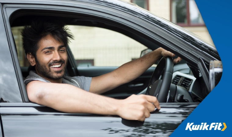 a young driver in a car
